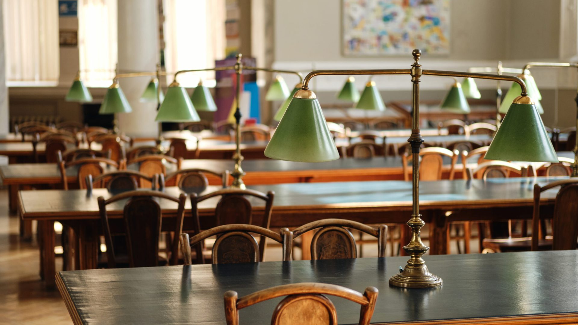 Classic interior of empty university library